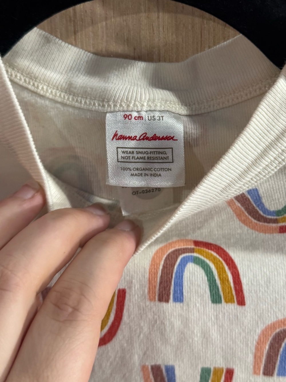Hanna Andersson White Short Sleeve Pj Tee with Rainbow Print Size 3T - Picture 2 of 3